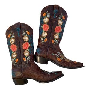 MACIE BEAN floral embroidered cowgirl western boots sz 8.5 cowboy boots